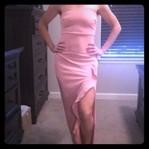 Blush pink maxi dress with high slit